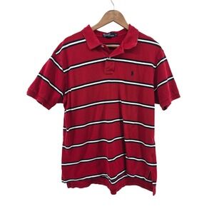 Polo Ralph Lauren‎ Men's XL Red Blue Striped Polo Shirt Short Sleeve Cotton